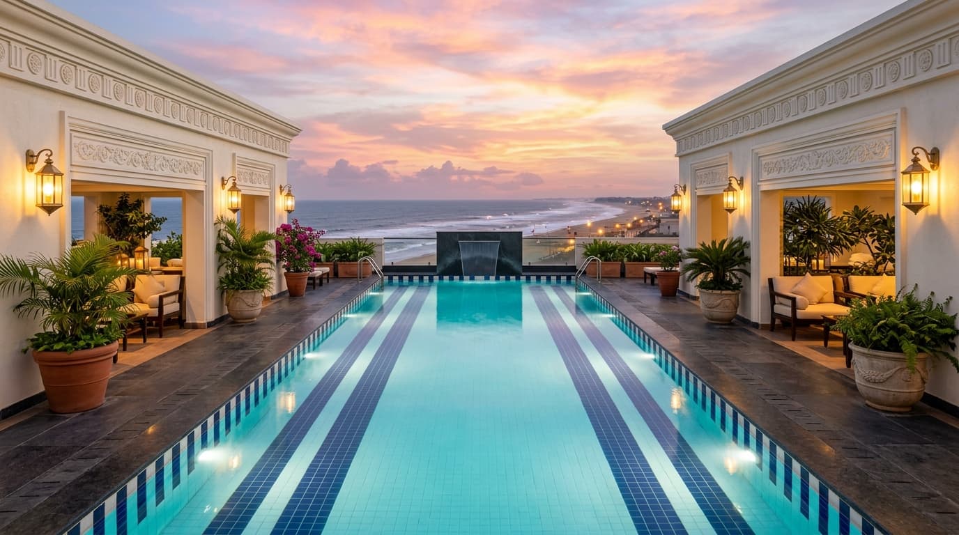 Rooftop Striped Lap Pool
